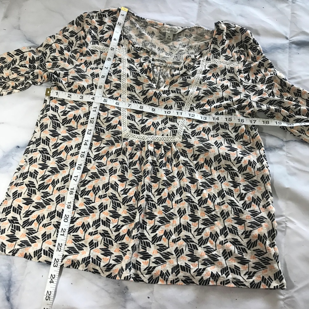 Lucky Brand Cream Linen Blend Embroidered Blouse - Picture 6 of 7